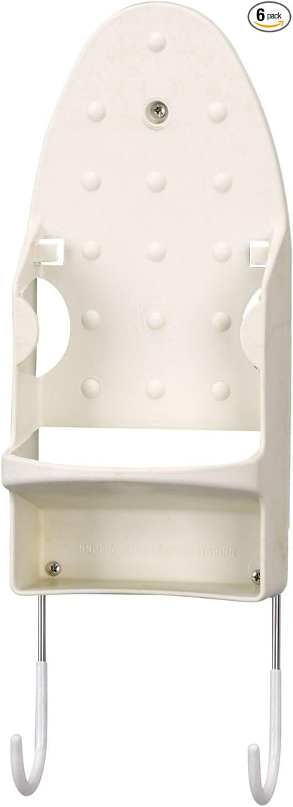 Household Essentials 166-1 Iron Wall Mount with Attached Ironing Board Hooks,White (Pack of 6)