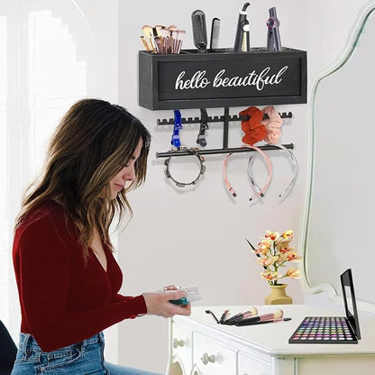 Ronjnndc Rustic Hair Dryer Holder Wall Mounted,Hair Styling Tools & Accessories Organizer,Bathroom Supplies & hot Tools vanities Organizer Caddy,for Storage Flat Iron,Blow Dryer,Curling Iron,Towel