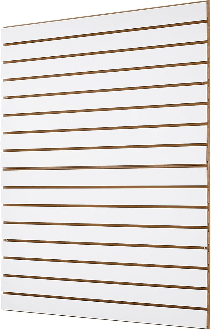 VEVOR Slat Wall Paneling, 4 x 4 ft, MDF Garage Slatwall with Modular Design, White Slat Wall Easy-to-Install Adjustable Slatwall Panel with Coupling Structure & DIY Cutting, Fits for Storage & Display
