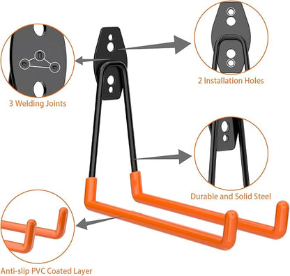 ENUODA Large Garage Hooks Heavy Duty - Wall Mount Garage Storage Hooks for Hanging Ladder, Garden Tool, Power Tool, Drill, Bike, Extension Cord, Hose, Chair, Bulk Items, 7.5 inch, 6 PCS