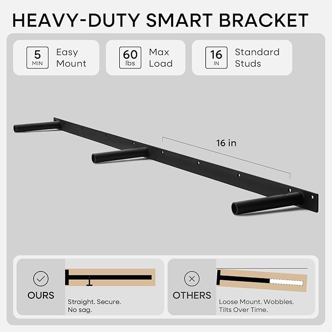 Homeforia Floating 60 inch Oak Shelves, High End Solid Real Wood 60inch Floating Shelf for Wall Mounted, Honey Oak Wooden 60in Large Floating Shelves, Heavy Duty Bracket, 60 X 6.5 X 1.75 in, Set of 3