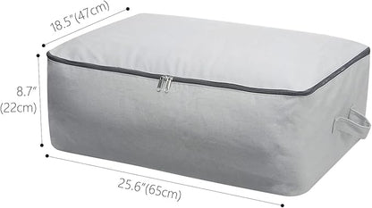 Omygarden Ultra Thick Fabric Clothes Canvas Storage Bag Foldable Closet Organizer Bag with Reinforced Handle Sturdy for Sweaters, T-shirts, Blankets, Coats, 3 Pack, Light Gray