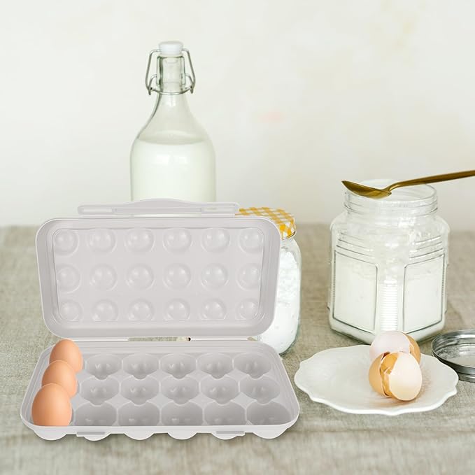 UPKOCH Stackable Egg Holder for Refrigerator - 18-Count Grey PP Storage Container with Lid, Anti-Collision Organizer for Fridge & Pantry (30cm/11.8in)