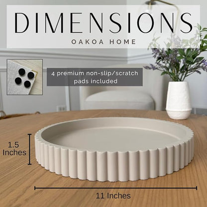 OAKOA Round Decorative Tray for Coffee Table Decor - Concrete Round Tray Home Decor - Bandejas Decorativas - Circle Coffee Table Centerpiece
