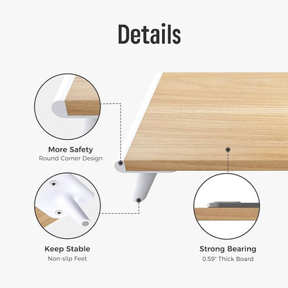 loukin Dual Monitor Stand Riser for Desk, 43.6"*8.2"*3.2" Large Computer Stand for 2 Monitors, Laptop, Printer, Length and Angle Adjustable Computer Shelf, Home Office,Max 43.6" Length Natural