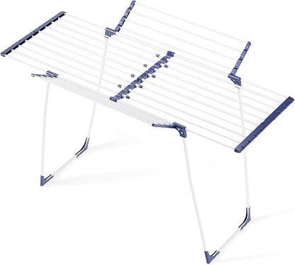 KINGBOARD Clothes Drying Rack Foldable, Extendable Laundry Drying Rack with 2 Wings,Heavy Duty Drying Rack Clothing, Portable Clothes Drying Rack for Indoor Outdoor, Large Capacity Laundry Rack, White