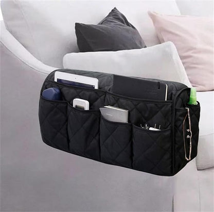 IPENNY No-Slip Cotton Sofa Couch Remote Control Holder Chair Armrest Caddy Pocket Organizer Storage Bag for Cellphone Tablet Notepad Book Magazines DVD Eyewears Drinker Snacks Holder Pouch