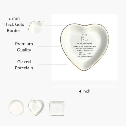 To My Mom on Wedding Day Ring Dish - Mother of the Bride Gift From Daughter, Jewelry Dish for Bonus Mom, Stepmom or Birthday Present
