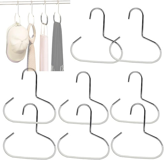 Durable Steel Hangers Maximize Closet Space with Versatile Storage, Hat Organizer Durable Stainless Steel, Durable Steels Hangers for Caps, Ties, Scarves, Clothes (White,8pcs)