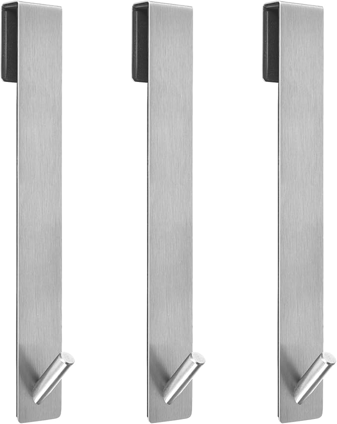 Kontoyo Shower Door Hooks(10 Inch),Extended Over Door Hooks for Bathroom Frameless Glass Shower Door,Stainless Steel Towel Hooks,Heavy Duty Rack Hooks for Robe,Towel-3 Pack-Silver