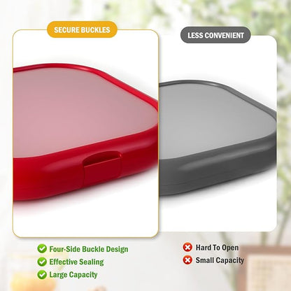 LYLHZRMDGC 2 Pack Reusable Silicone Storage Boxes, Avocado Saver & Onion Storage for Avocado, Cut Onions, Tomatoes, Garlic and Leftovers in Fridge (Red/Yellow)
