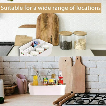 4 Pack White Storage Bin ,10 Inch Storage Bins,Small Plastic Storage Bins, Basket for Bathrooms, Bedrooms, Kitchen, Office, Cupboard, Utility Rooms