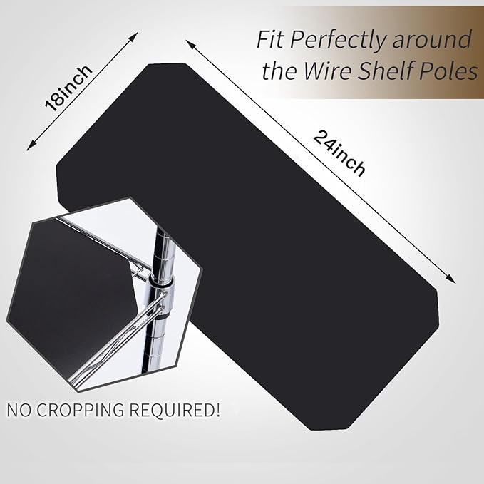 Poofzy Wire Shelf Liner 18 x 24, Set of 5 Shelf Liners for Wire Shelving Plastic Non-Adhesive for Pantry, Kitchen Cabinets (Black)