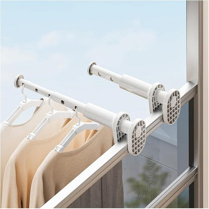 2Pcs Travel Drying Rack for Clothes, Portable Clothes Drying Rack with Retractable Rod Over Door Drying Rack, Foldable Hangers for Cruise, Rv, Dorm, Apartment, Hotel Laundry (White)