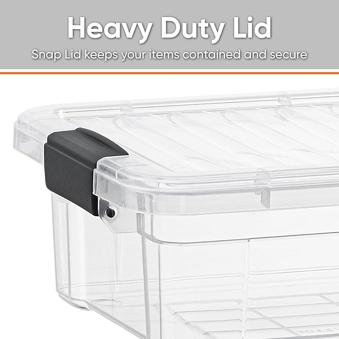 Superio Storage Bins with Lids- 8 Pack, 4.5 Qt Clear Boxes for Organizing, Stackable Plastic Containers- BPA Free, Non-Toxic, Odor Free, Organizer for Home, Office, Dorm
