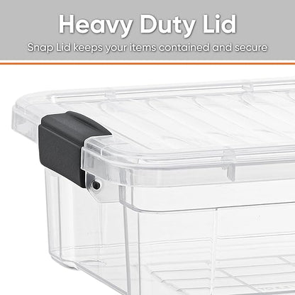 Superio Storage Bins with Lids- 8 Pack, 4.5 Qt Clear Boxes for Organizing, Stackable Plastic Containers- BPA Free, Non-Toxic, Odor Free, Organizer for Home, Office, Dorm