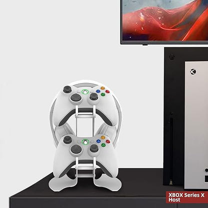 NBCP Controller Holder, Game Controller Headset Stand for Xbox Series X S/Xbox one / PS5 / PS4 / NS/PC/Headset, Aluminum Metal Headset Mount Universal Organizer for Video Game Accessories (White)