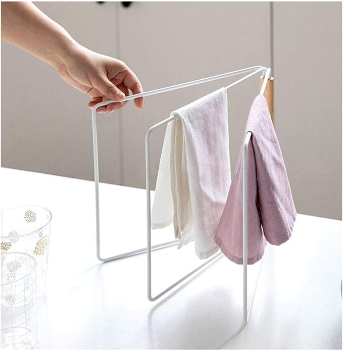 Home Kitchen Countertop Dishcloth Drying Rack, 3 Arms Folding Dishcloth Holder, Hand Towel Stand Rack, White Dishcloth Storage Rack Size 10.83 x 0.98 x 9.84 Inch (White Folding Rag Rack)