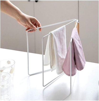 Home Kitchen Countertop Dishcloth Drying Rack, 3 Arms Folding Dishcloth Holder, Hand Towel Stand Rack, White Dishcloth Storage Rack Size 10.83 x 0.98 x 9.84 Inch (White Folding Rag Rack)