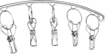 Toplife Clothes Hanger with 10 Clips, Stainless Steel, Windproof, for Drying Socks, Bras, Underwears, Baby Clothes, Hats, Scarfs, Towels, Pants and Gloves, Set of 4 (Indoors)