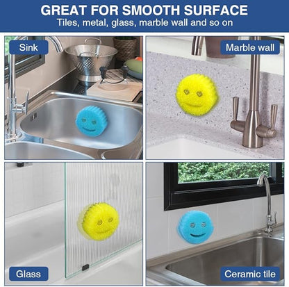 SOPHICO Sponge Holder for Kitchen Sink, Suction Cup Holder for Kitchen, Bathroom Sink Organizer for Smiley Sponge, Self Draining Sink Sponge Holder - Sponge Not Included (Transparent, 2 Pack)
