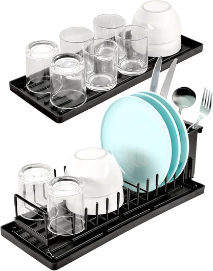 kowiofame Cup Drying Rack Dish Drying Water Bottle Dryer Rack Long Kitchen Sink Counter Drainer Over Tray Plate Forks Glass Cups Spoons Organizer