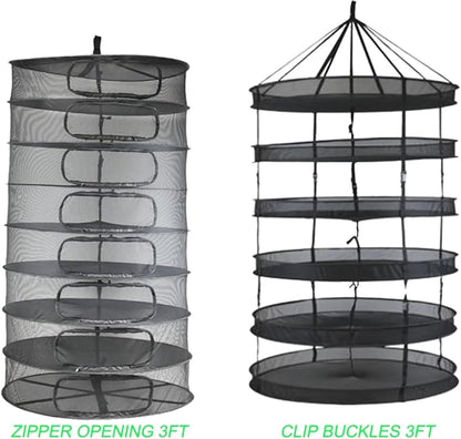 HORTIPOTS Herb Dry Rack Zipper Opening 3ft Adjustable Center Support Straps NO Sagging Fine Mesh Dry Net (Heavy Duty Zips 3FT)