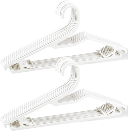 Plastic Hangers, Short Neck Hangers for Clothes, Z-Shape Shirt Hanger for Men 16.5", Flat Space Saving Blouse Hanger for Adults Suit, Hoody, Dress, Small Necked Clothing, Percha de Plástico White 20