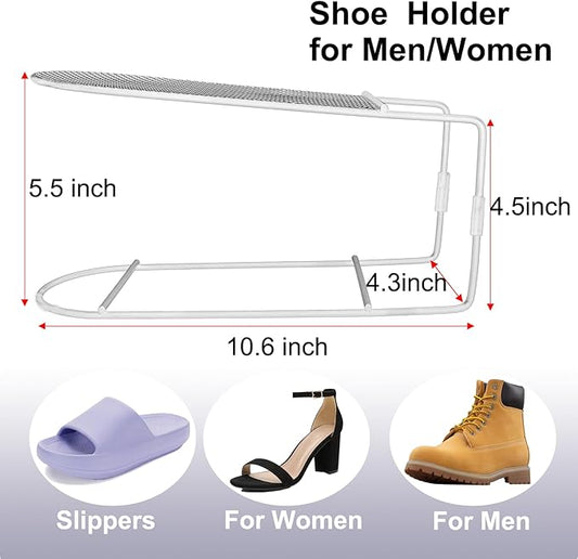 12Pack Shoe Slots Organizer Metal Shoe Stacker Shoe Storage Organizers for Closet Space Saver 50% Shoe Rack Holder for a Pair of Shoes (White)