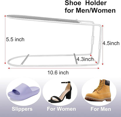 20Pack Shoe Slots Organizer Metal Shoe Stacker Shoe Storage Organizers for Closet Space Saver 50% Shoe Rack Holder for a Pair of Shoes (White)