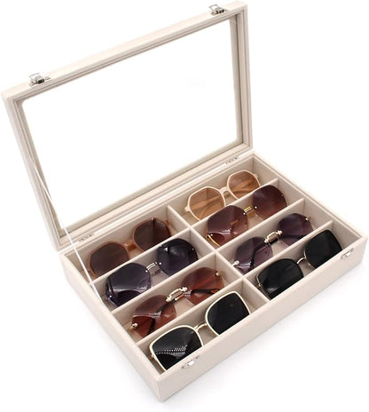 KLOUD City Velvet Sunglasses Organizer, Glasses Storage Box Sunglasses Storage Holder Box,Glasses Display Case with 8 Slots