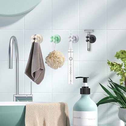 Silicone Toothbrush Holders for Bathrooms - 4 Pcs Wall Mounted Shower Razor Holder in 4 Colors