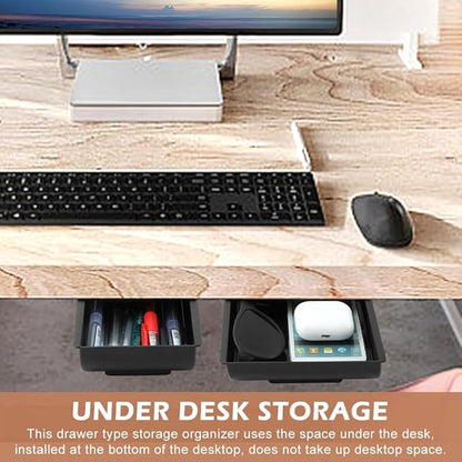 2 Pack Under Desk Drawer Organizer,Under Desk Drawer,Under Desk Storage Drawers,Desk Drawer Attachment,Desk Drawers Under Desk,Desk Side Storage,Attachable Desk Drawer(COLOR:black)