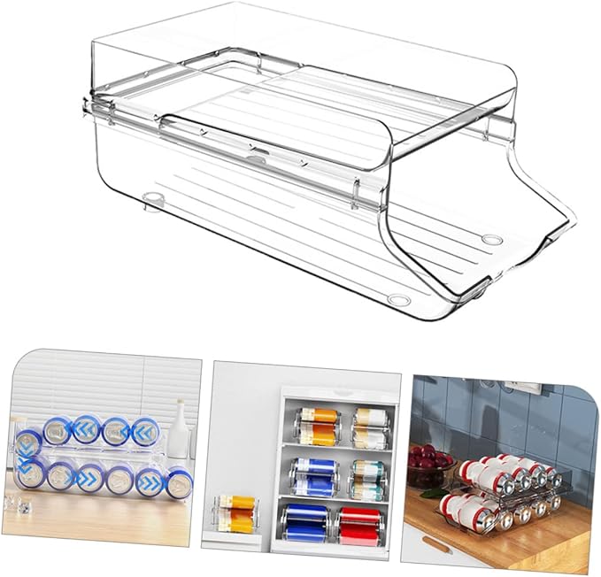 JECOMPRIS Can Drink Organizer for Fridge Soda Can Dispenser Large Capacity Soda Storage Box