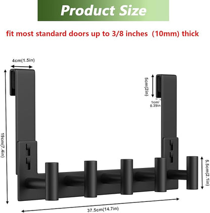 VINHOLD Extended Robe Door Hooks, Heavy Duty Stainless Steel Towel Hooks for Frameless Glass Shower Doors, Towel Hanger Rack, Shower Hooks for Bathroom (Black, 1 Pack)