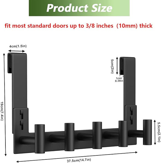 VINHOLD Extended Robe Door Hooks, Heavy Duty Stainless Steel Towel Hooks for Frameless Glass Shower Doors, Towel Hanger Rack, Shower Hooks for Bathroom (Black, 1 Pack)