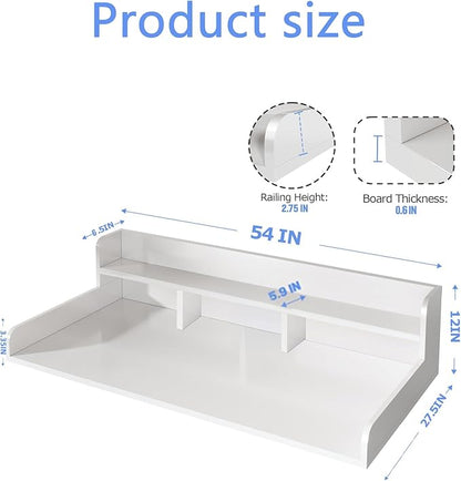 Washer Dryer Countertop, Laundry Wood Shelf Topper with Edge, 2-Tier Laundry Countertop, for Washer and Dryer Laundry Hamper Counter Storage Organization (White)