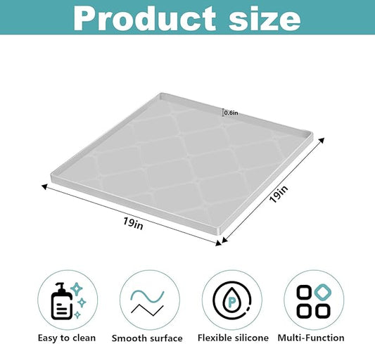 Under Sink Mat, 19" x 19" Inch Leak-Proof Silicone Sink Mat, Non-Slip Cabinet Liner & Counter Protector for Kitchen Bathroom, Waterproof Heat Resistant Easy to Clean.