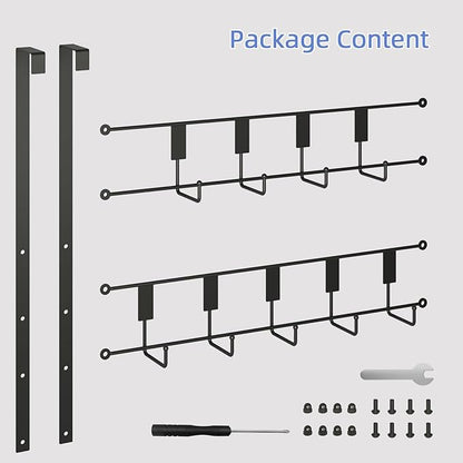 PAPAGIFTREE Over The Door Hooks, Over Door Hanger 9 Hooks, Coat Rack and Towel Rack for Hanging Clothes, Door Towel Hanger and Holder for Bathroom Organizer, Bedroom and Kitchen Black