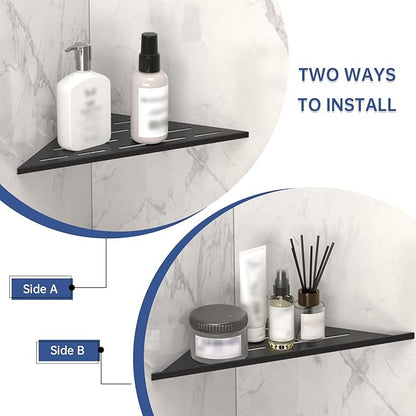 DAYONE Matte Black Corner Shower Shelf 2 Pack 10", Bathroom Corner Shower Organizer Shelf for Tiled Wall, SUS304 Stainless Steel Recessed Corner Shelves