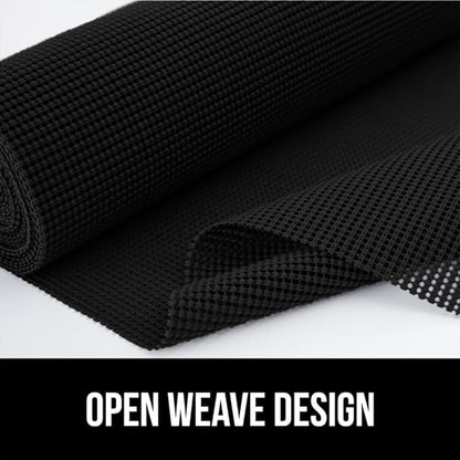 GORILLA GRIP powerGRIP Drawer Shelf and Cabinet Liner, Thick Strong Hold, Non-Adhesive Liners Protect Kitchen Cabinets and Cupboard, Bathroom Drawers, Easy Install, Breathable Mat, 24" x30', Black