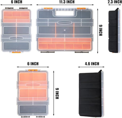 Torin AG421B Hardware & Parts Organizers: 4 Piece Versatile And Durable Storage Toolbox for Bolts, Screws, Nails, Nuts and Small Hardware, Black/Orange
