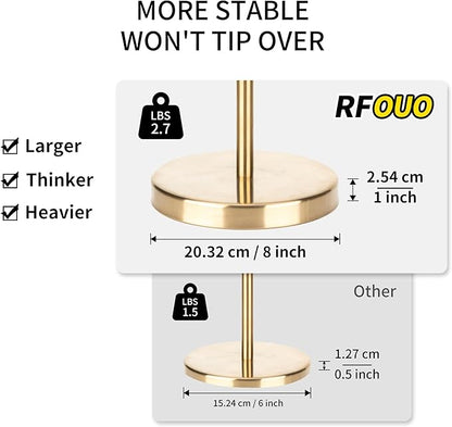 Brushed Gold Toilet Paper Holder Stand 1 pc, Free Standing Toilet Paper Holder Stand,Bathroom Toilet Paper Storage with 2.7 Pounds Heavy Base for 4+1 Rolls,Toilet Tissue Holder