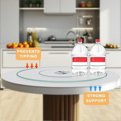39" Tempered Glass Lazy Susan Turntable - Round Rotating Serving Tray for Dining Table, Kitchen, Party - Heat-Resistant, Silent Spinner, Modern Design