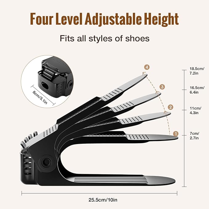 Neprock Shoe Slots Organizer,Shoe Storage Organizer Shoe Rack for Closet Organization,Shoe Slots Organizer De Zapatos Shoe Hoder Space Saver for Entryway(12 Pack)(Black)