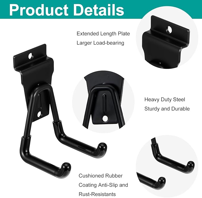 8 Pcs Slatwall Hooks, Heavy Duty Slat Wall Hangers Accessories for Garage and Retail Storage Organizers