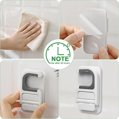 4pack Broom Holder Wall Mount Mop Holder Broom and Mop Gripper Self Adhesive No Drilling Anti-Slip Mop Handle Hanger Household Cleaning Organizer, Holds up to 6 lb