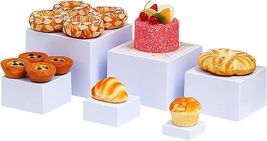 LESSF 6pcs Buffet Risers, Food Risers for Buffet Table Display Stand Shelf, Display Risers Acrylic Risers Display Stands Acrylic Nesting Boxes for Party Catering Dessert Collectibles (3/4/5/6/7/8")