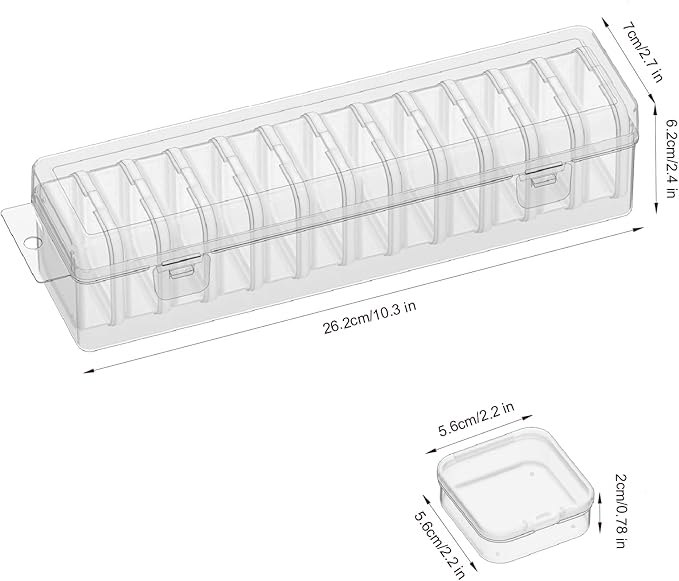 Bead Organizer Box, 13 Pcs Compartments Bead Organizer Box Set, Mini Clear Plastic Storage Containers for Bracelet Making DIY, Jewelry, Small Parts