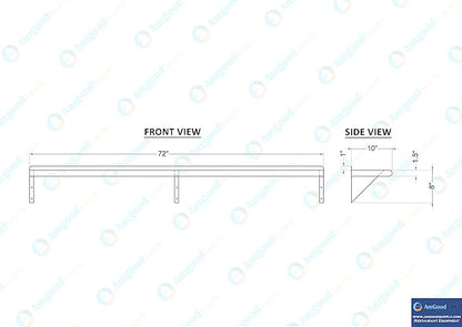 AmGood 72" Long X 10" Deep Stainless Steel Wall Shelf | NSF Certified | Appliance & Equipment Metal Shelving | Kitchen, Restaurant, Garage, Laundry, Utility Room